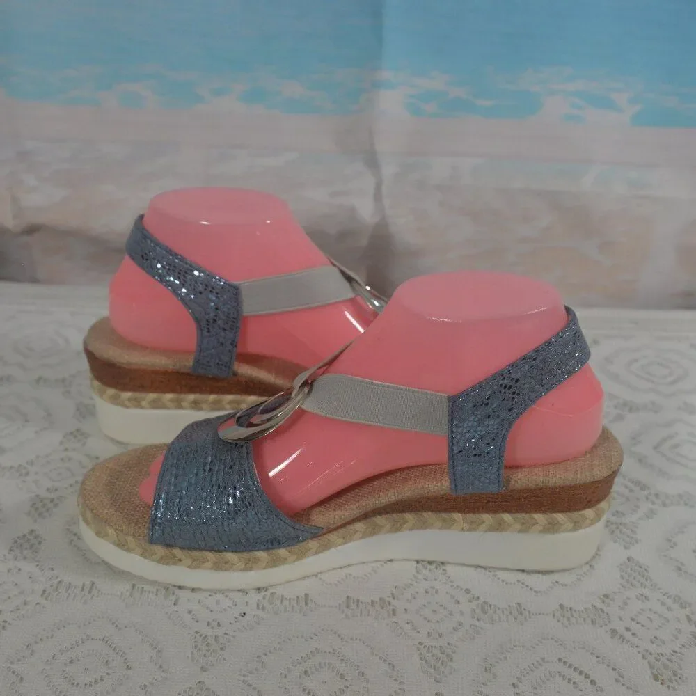 Sandals Peep Toe Wedge Platform Casual Summer Style Size 10 EU 41